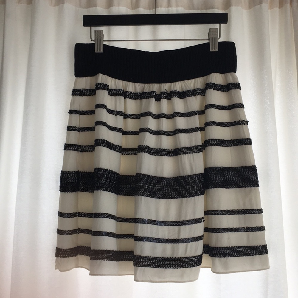 Sequin beaded black and white skirt